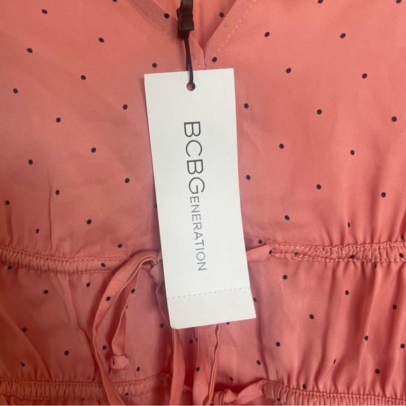 BCBG ruffle watermelon blouse with polka dots - Picture 2 of 6
